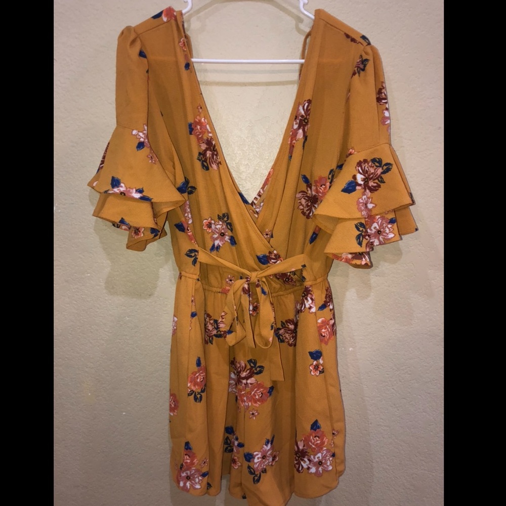 Mustard Yellow Floral Dress